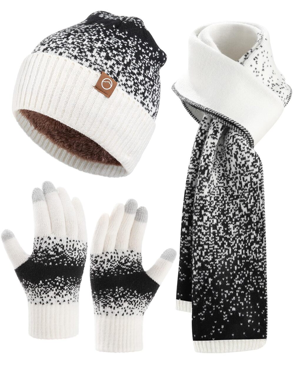 7209 Winter Hat Gloves Scarf Set , 3 Pcs Knit Beanie Touchscreen Gloves